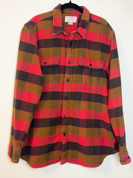 Filson Other - Filson Garment Vintage Flannel Shirt XL Red Brown Buffalo Plaid 100% Cotton